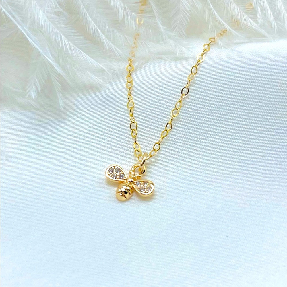 COPY - Tiny gold bee necklace 14k gold filled, Dainty bee necklace, minimalist …